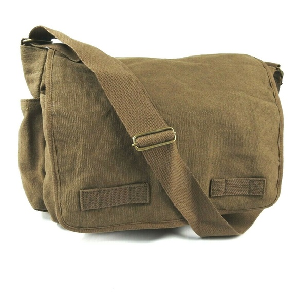 Black Heavyweight Classic Messenger Bag Military Shoulder Tote Bag